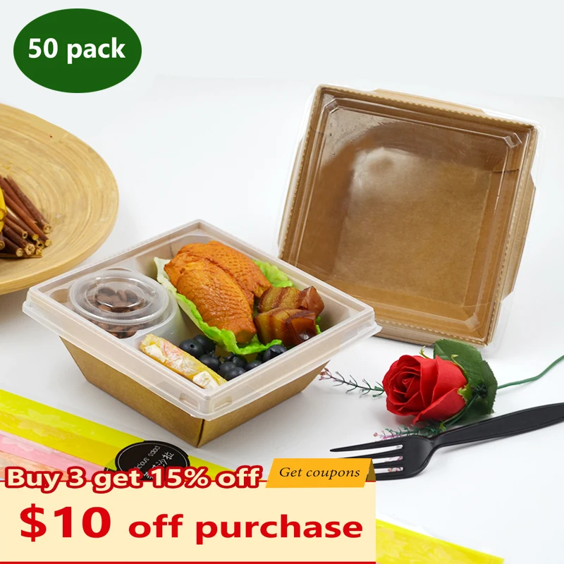 

Одноразовый Ланч-бокс из крафт-бумаги с крышкой, контейнер для выноса, салата из торта, крафт-бокс, прямоугольная одноразовая упаковка 1100 мл