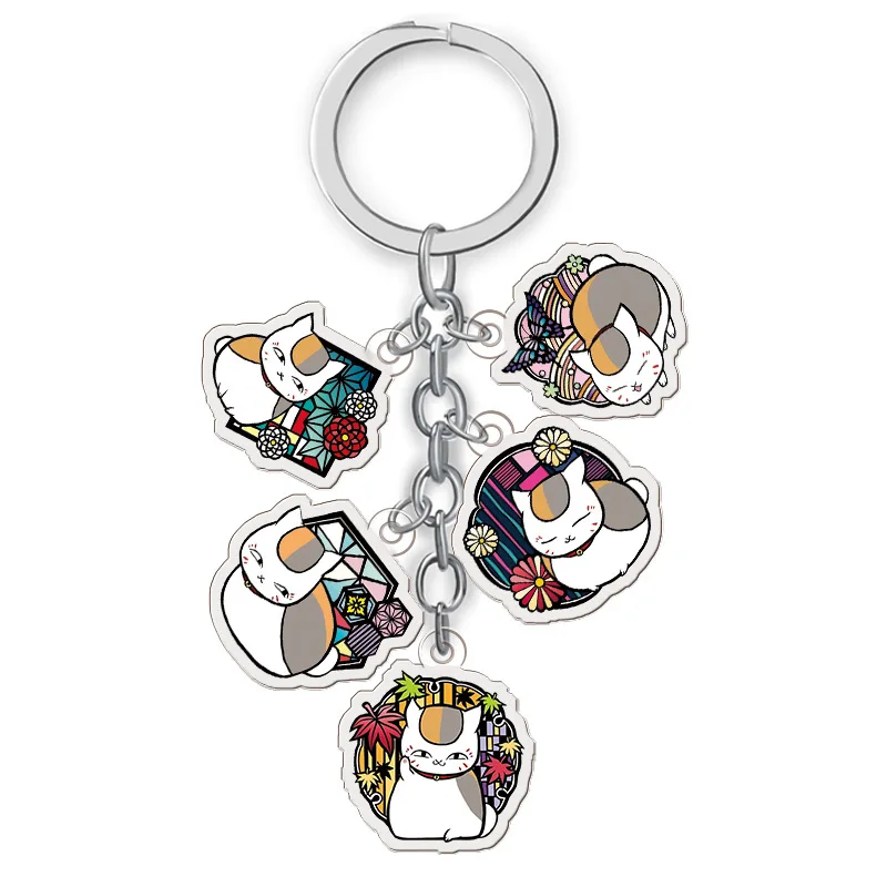 

Anime Acrylic Keychain natsume yuujinchou Two Side Print Car Key Chain Cartoon Figure Holder Best Friend Keyring Gift