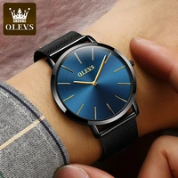 olevs top brand fashion ultra thin quartz watches simple men business stainless steel mesh waterproof watch relogio masculino