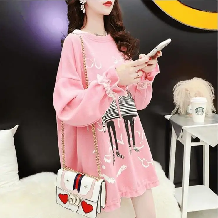

Plus size women's 2021 spring and autumn new hooded sweater women loose fashion all-match blouse jacket