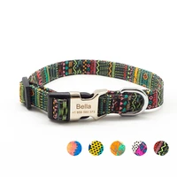 bohemian style custom dog collar with pet id name nylon engraved collar for smallmediumlarge dogs with nameplate pet products