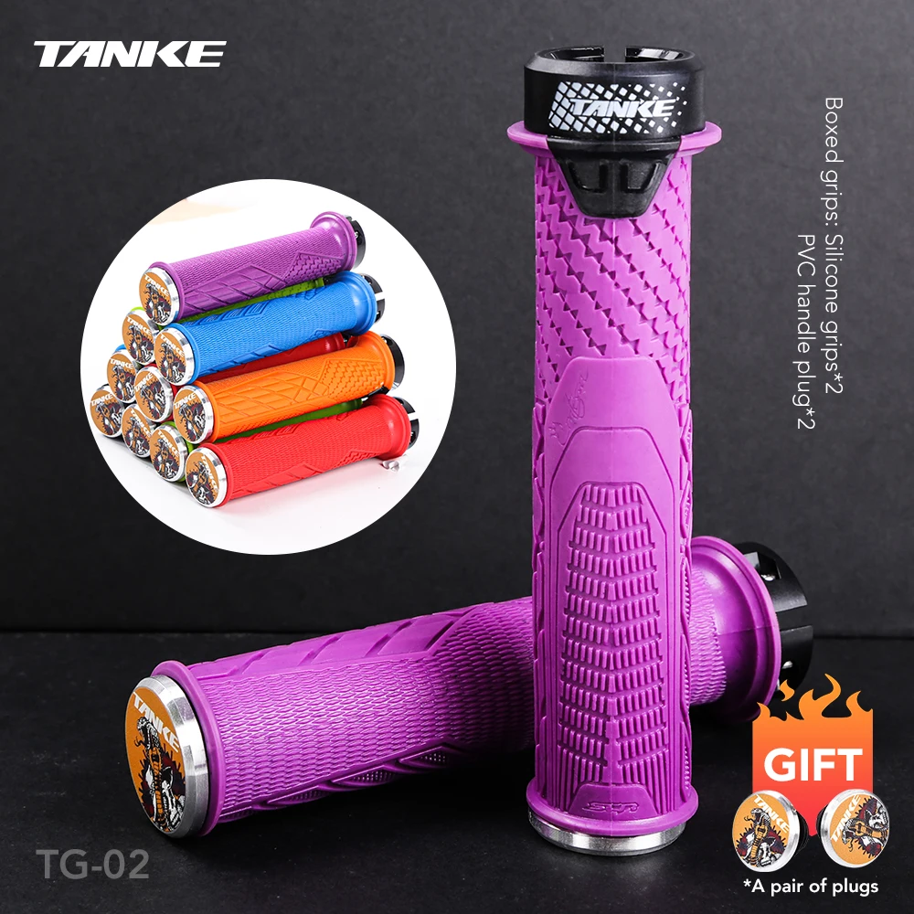 

TANKE Bicycle Silicone Grips 1Pair MTB Mountain road Bike Handlebar Grip Cover Anti-slip Strong Support grips Lock Bar End Outdo