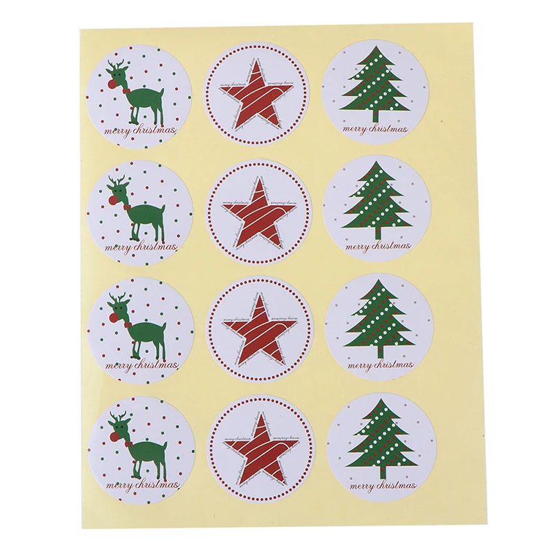 2020 Merry Christmas Stationery Stickers Hot sale 120pcs/10 Sheet Elk Tree Deer Star Design Paper Label Baking Gift Sticker | Канцтовары