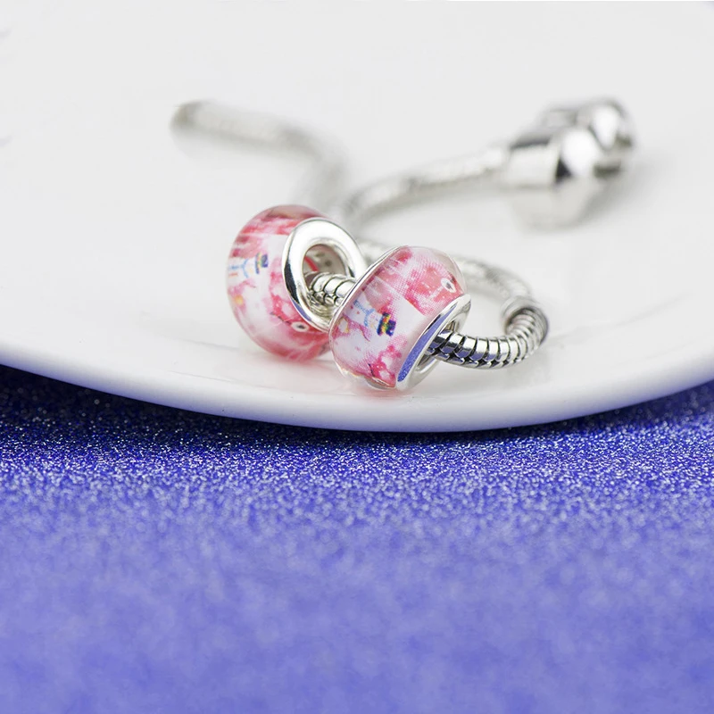 Модный Оригинальный браслет Снеговик Санта Клаус из бисера розовый с мультяшным