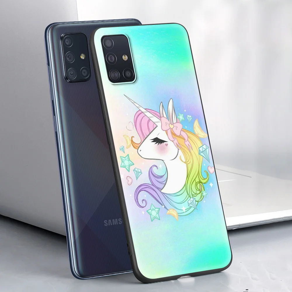 

Rainbow Unicorn Smartphone Accessories Cover for Samsung Galaxy A50 A70 A10 A10S A20 A30 A40 A60 Luxury Soft Case Shell
