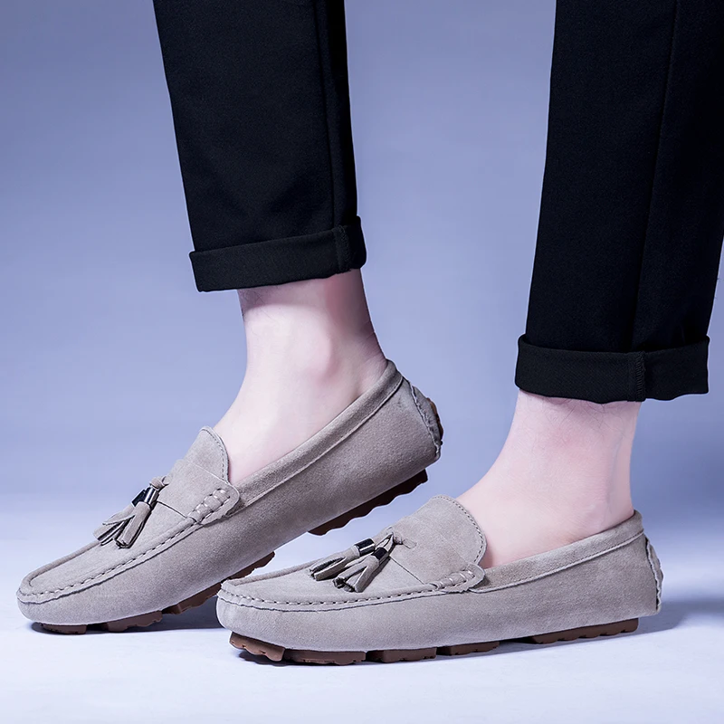 5 цветов Мужские лоферы из замши Модная удобная повседневная обувь дышащие