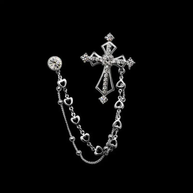 Корейский Британский Стиль Корона птица брошь в виде креста костюм тассель цепь