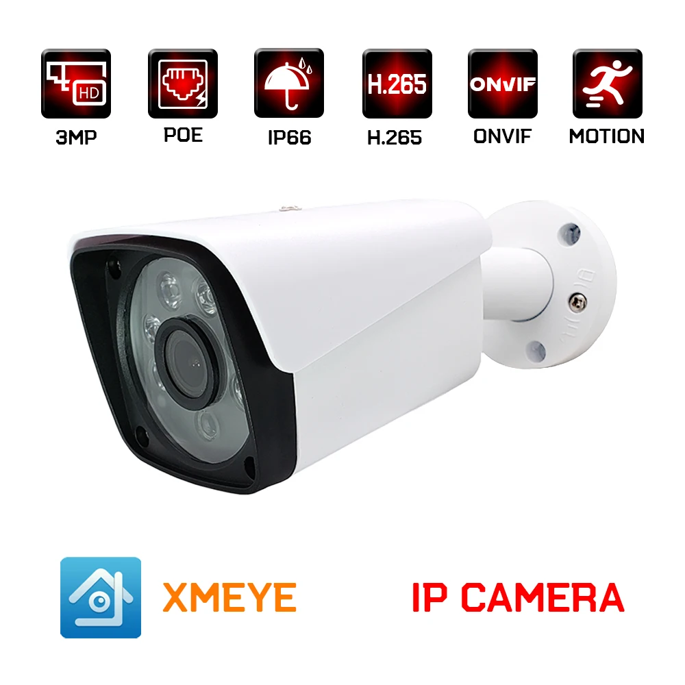 2MP 3MP h.265 POE IP камера Открытый водонепроницаемый Пуля cctv системах видеонаблюдения