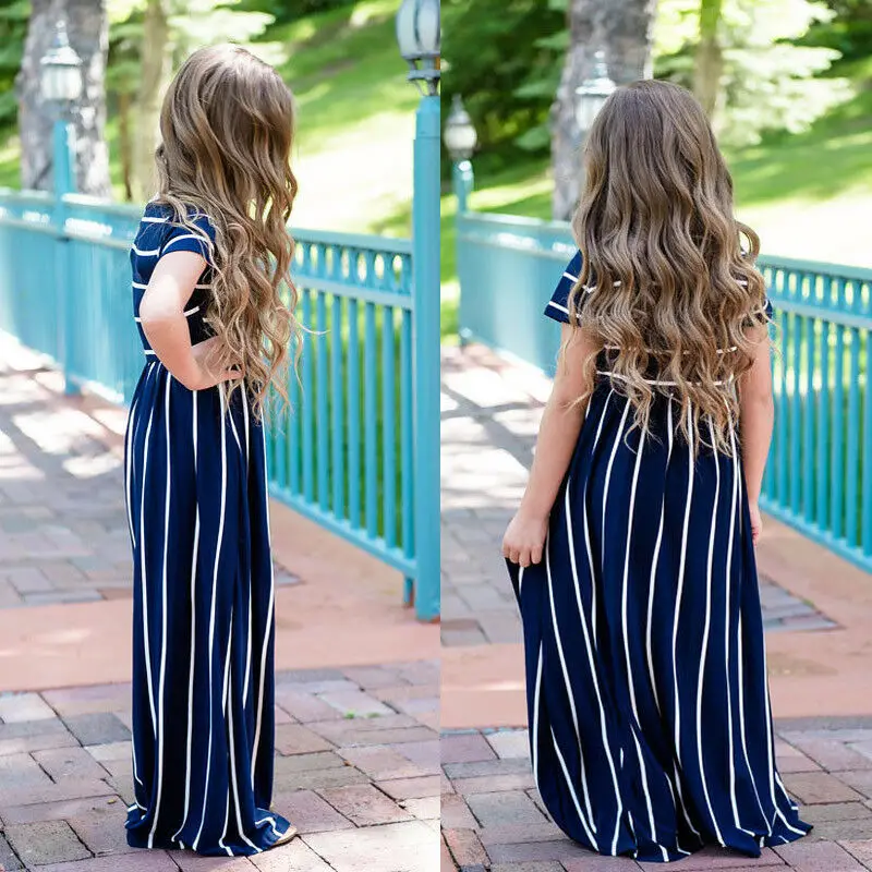 2019 новое модное платье макси для мамы и дочки пляжное повседневное длинное в