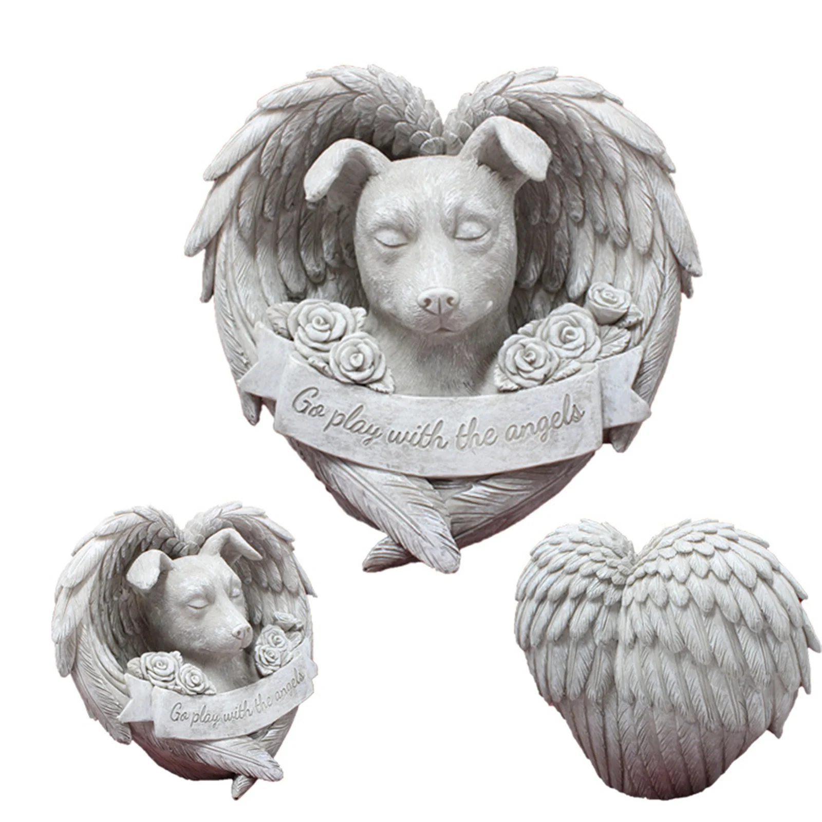 

Puppy Dog Cat Monument Pet Angel Wing Tombstone Cat Dog Angel Decoration Resin Crafts Garden Decoration L23