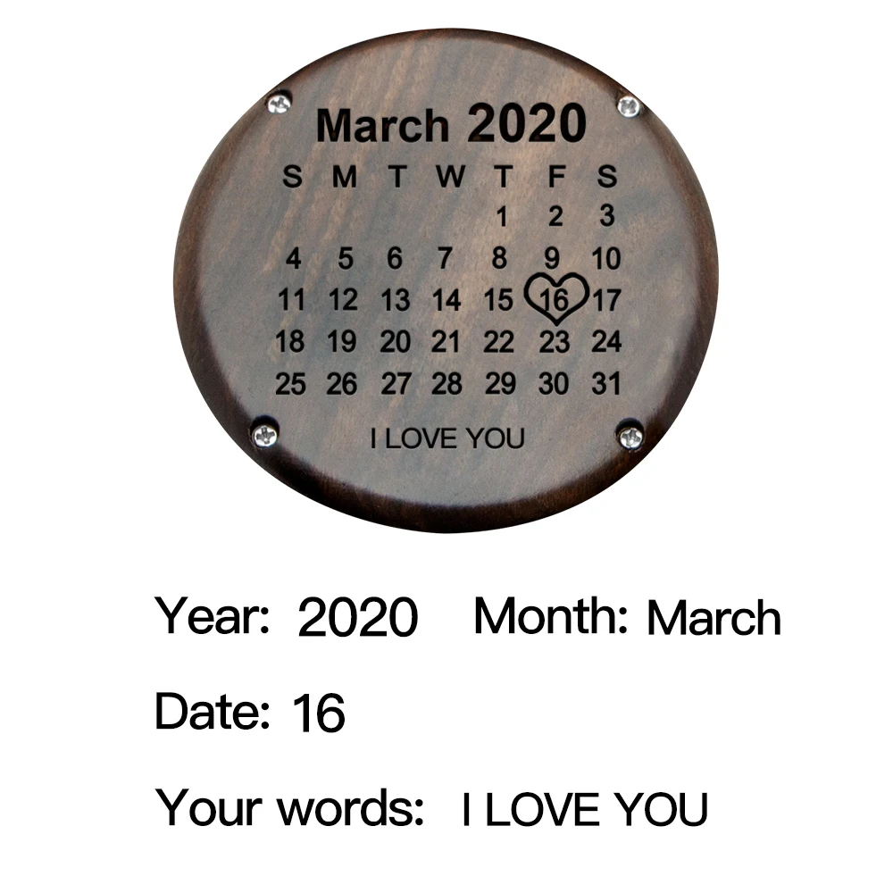 Индивидуальные деревянные часы для вашего собственного имени мужские с кожаным