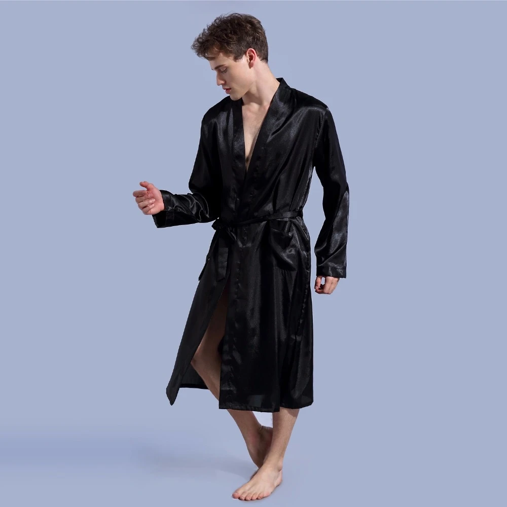 Groom Robe Nightgown For Men Kimono Customized Name and Date Emulation Silk Soft Home Bathrobe Personalized for Wedding Party