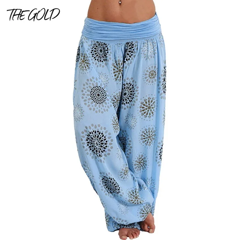 

Брюки-султанки Женские повседневные, модные брюки свободного покроя, брюки-багги в стиле бохо с принтом, штаны в стиле хиппи с завышенной та...