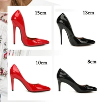 office ladies high heels patent leather pointed toe dress womens shoes 8101315cm white black office work pumps big size 48