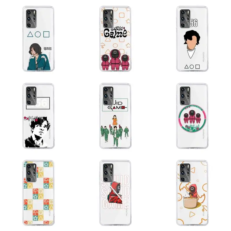 

Squid Game 456 Round Six Phone Case For Huawei P40 P30 P20 Mate Honor 10i 30 20 i 10 40 8x 9x Pro Lite Transparent Cover