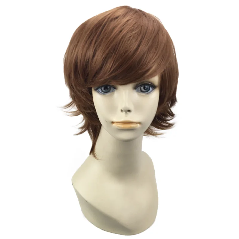 Мужской короткий парик для косплея костюма синтетические волосы черные белые