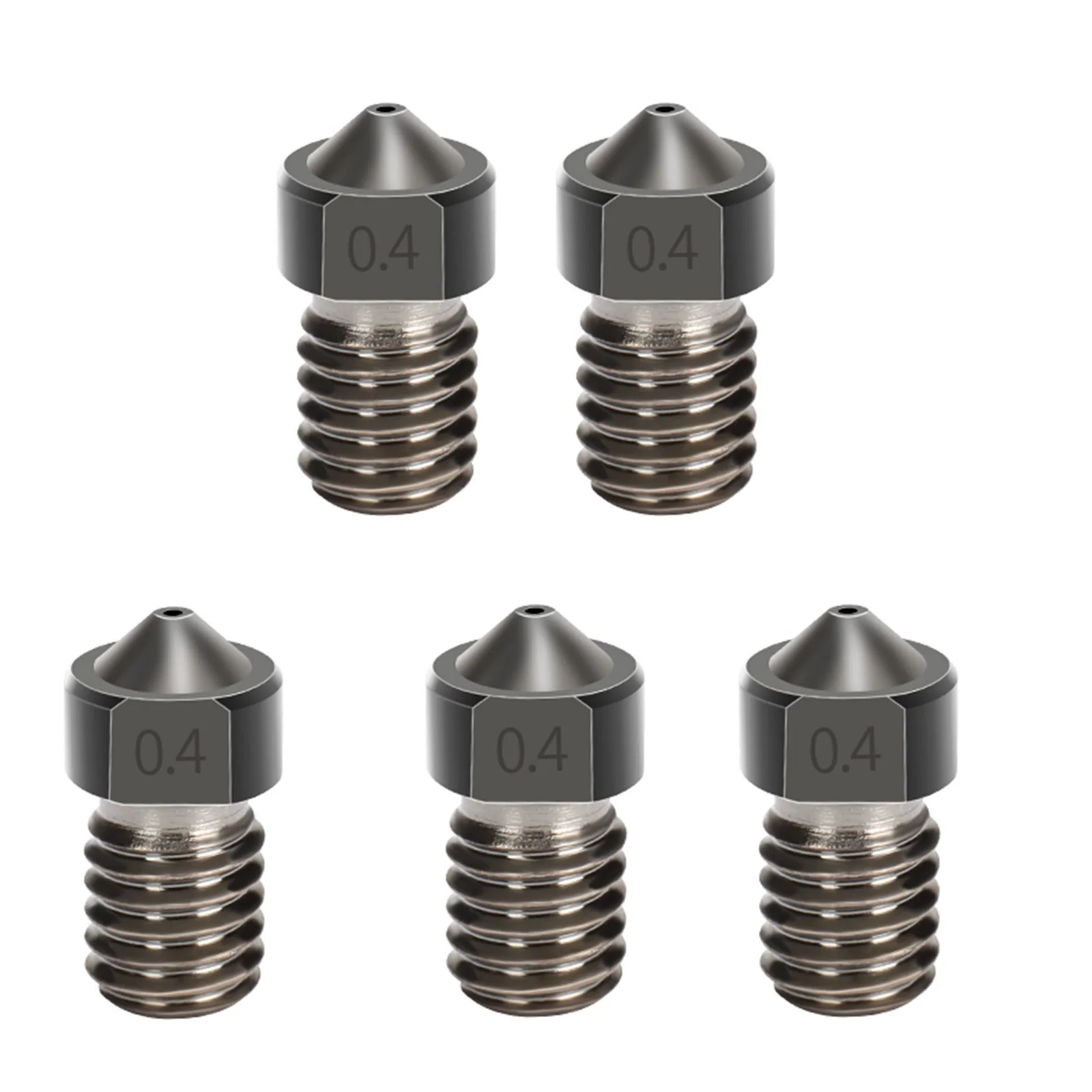 

5PCS Hardened Steel E3D , high Temperature Resistant tip and wear Resistant V6 Nozzle 0.4 mm /1.75 mm , suitable for 3D Printer