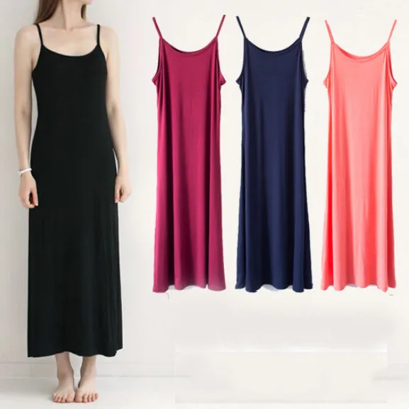Длинные платья на бретельках из модала хлопковое платье без рукавов для дома