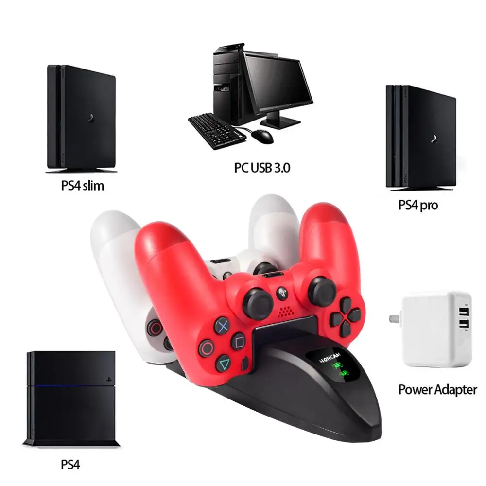 Светодиодный USB двойной разъем зарядное устройство для геймпада док-станция