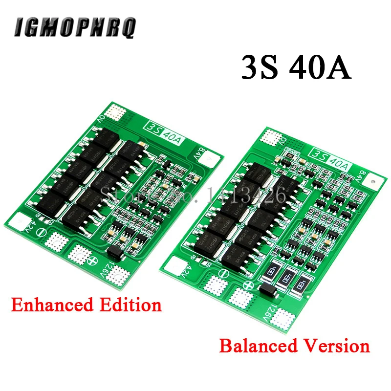 Защитная плата для литиевых батарей 3S 40A BMS 11 1 В 12 6 18650 со сбалансированной версией