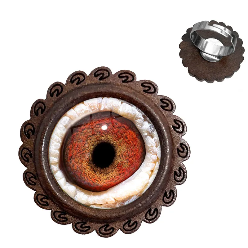 1 шт. стеклянные деревянные кольца с кабошонами в виде Глаз Дракона змеи совы кота