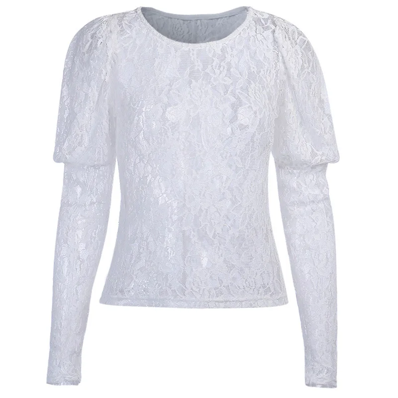 Новые пикантные белые кружевные Детские футболка с длинным рукавом пышными