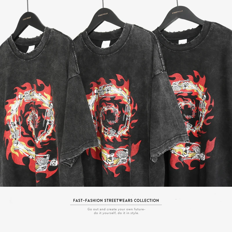 Мужская футболка в стиле хип хоп уличная одежда из чистого хлопка ретро с