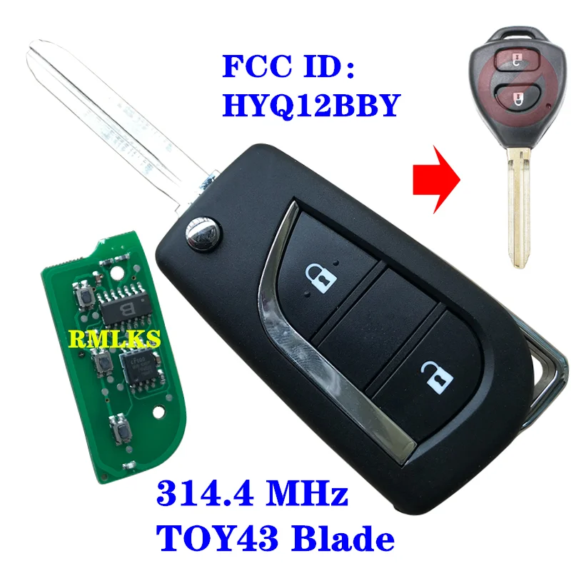 

Flip Remote Key Fob 314.4MHzFor Toyota HYQ12BBY For Toyota Camry Avalon Corolla Matrix RAV4 Venza Yaris 4D67 or G Chip