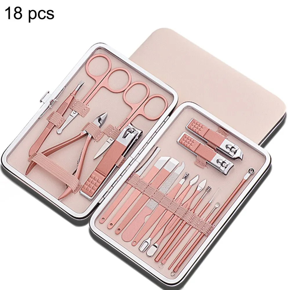 

7/10/16/18pcs/set Stainless Steel Nail Clippers Scissors Set Kits Manicure Pedicure Care Set