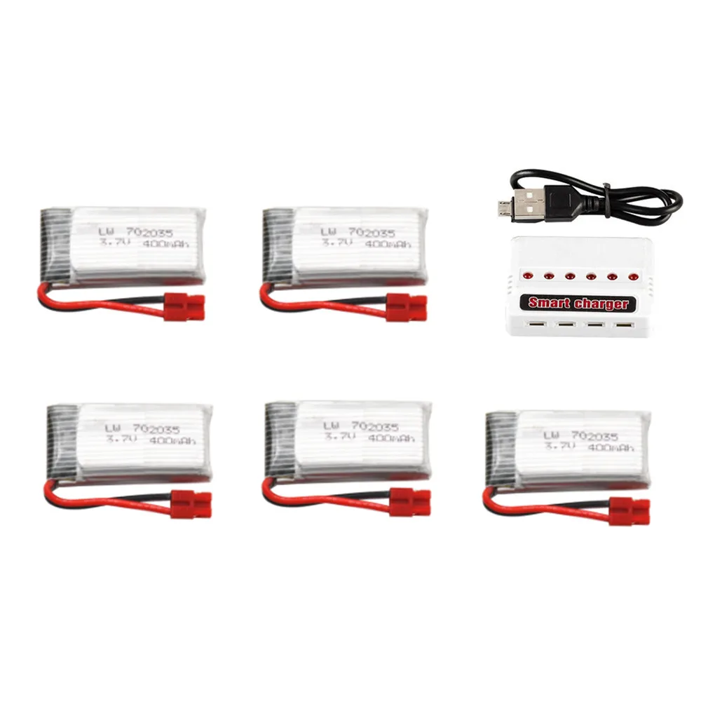 

3.7V 600mAh Lipo Battery+ 6 in 1 Charger Set For SYMA X15 X5A-1 X15C X15W RC Drone Parts 3.7v Rechargeable Battery 702035