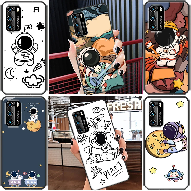 

Planeta Astronautas Phone Case For Huawei P40 P30 P Smart Z 2019 2021 P20 Lite Pro Plus Cases Carcasa Back Cover Coque