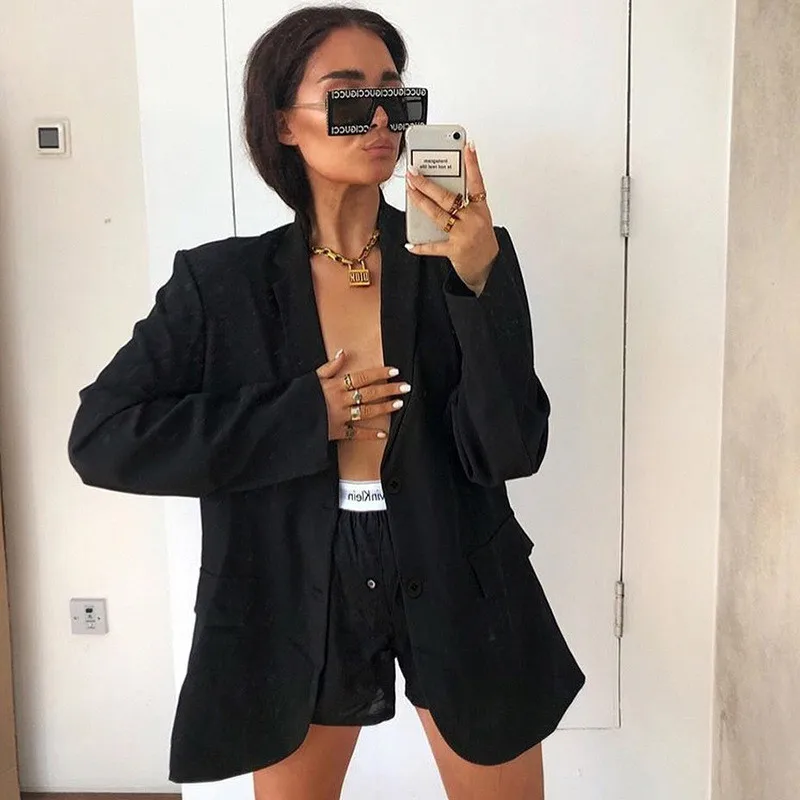 

Women Long Sleeve Slim Fit Blazer Suit Jacket Casual Button Office Coat Outwear