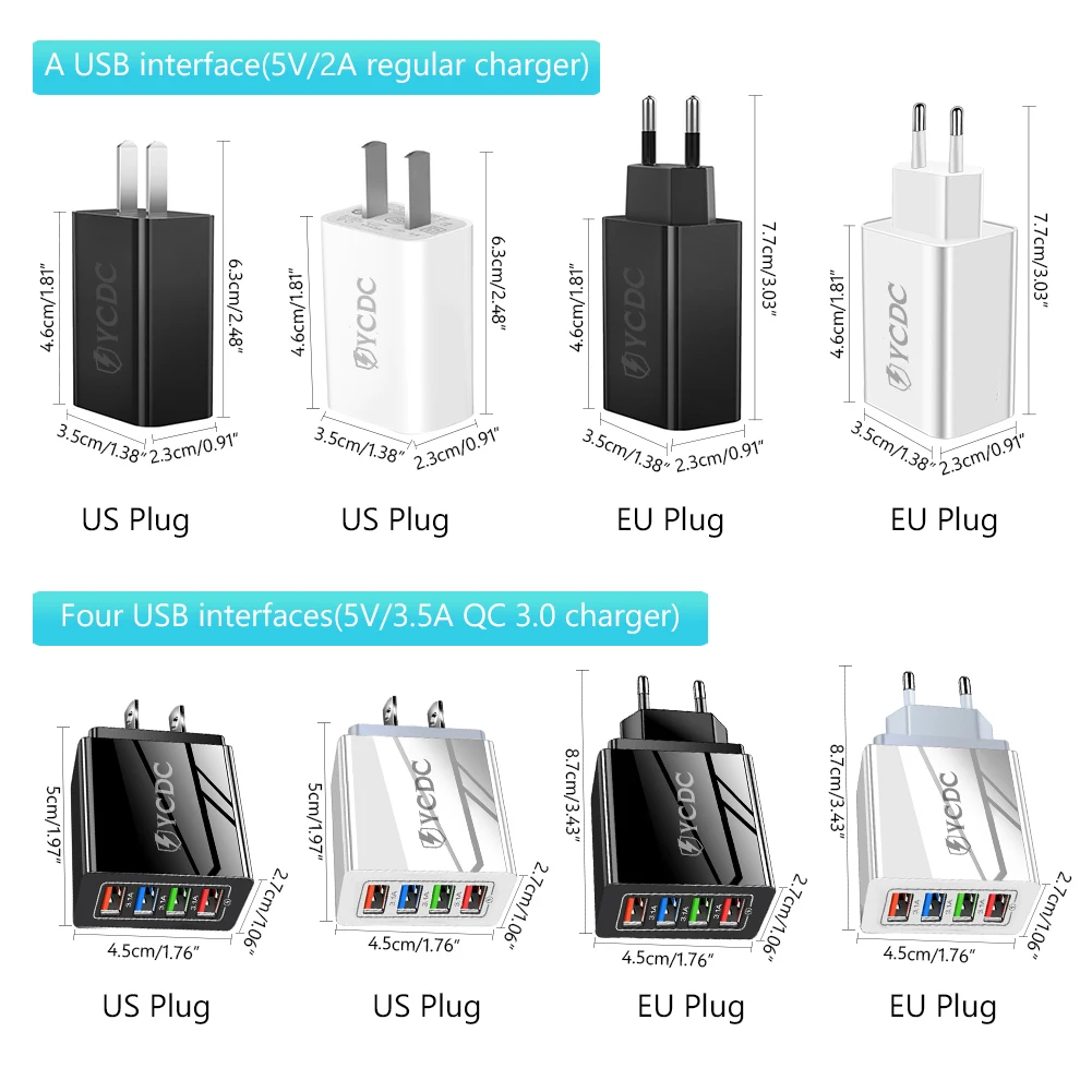 5V 2A 3.5A 1 4 USB порта Быстрая зарядка адаптер питания для телефона путешествия дома