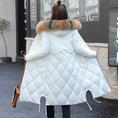 Новинка 2019 зимняя куртка средней длины облегающее Хлопковое платье с меховым