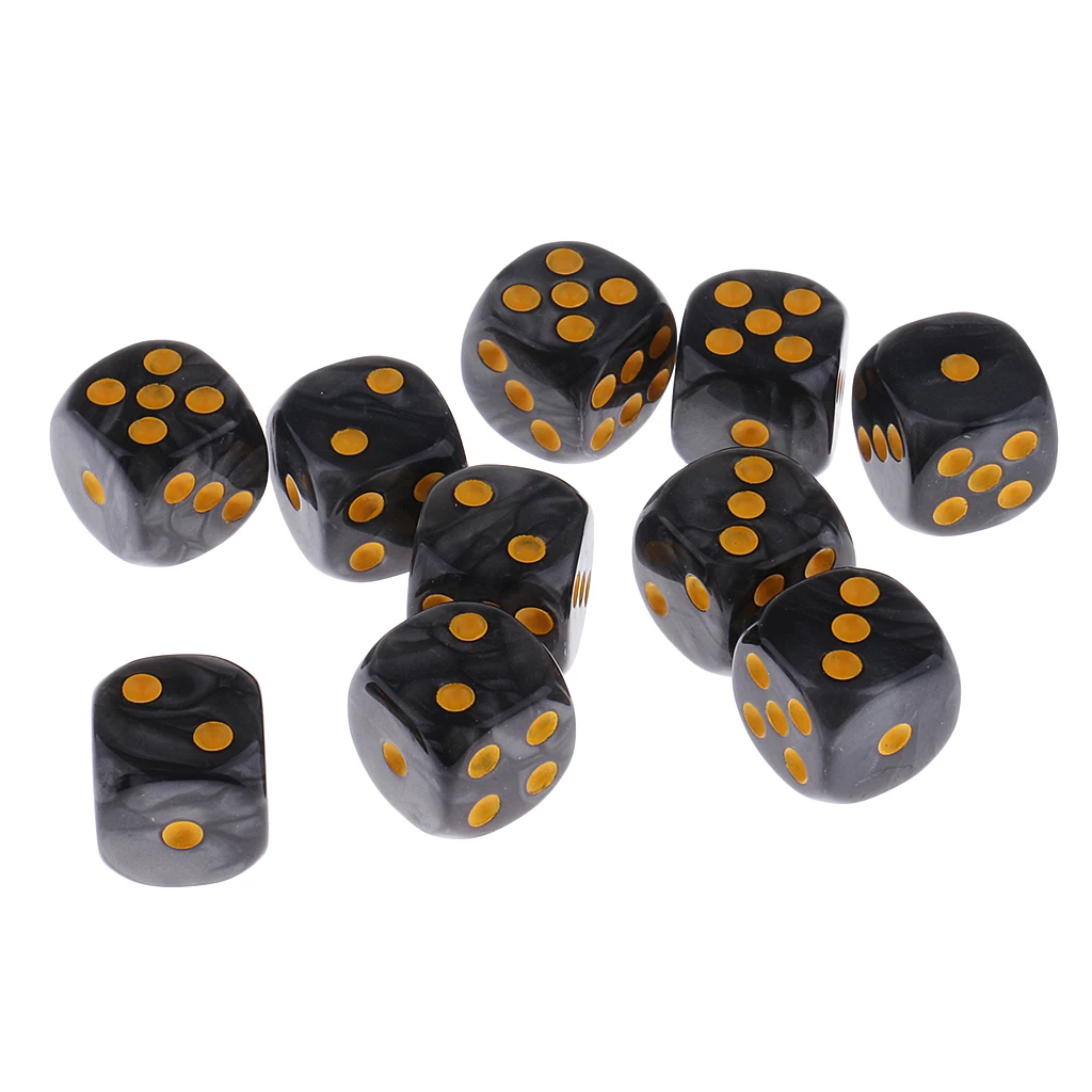 Black 10 шт. пластиковые 6-сторонние цифровые игральные кости D6 для вечерние настольные игровые аксессуары D& D MTG RPG игровые принадлежности - Цвет: Black