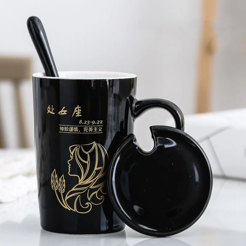 Креативная индивидуальная керамическая кружка с крышкой ложка трендовая парная