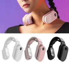 Portable Hanging Neck Fan Cooling Heater Heating Air Conditioner Wearable Quiet 3 Speeds Cooling Device Neck Massager Fan