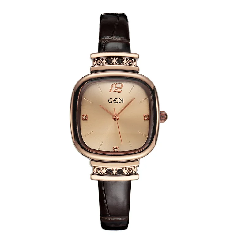 New small square watch ladies retro simple belt waterproof quartz watch enlarge
