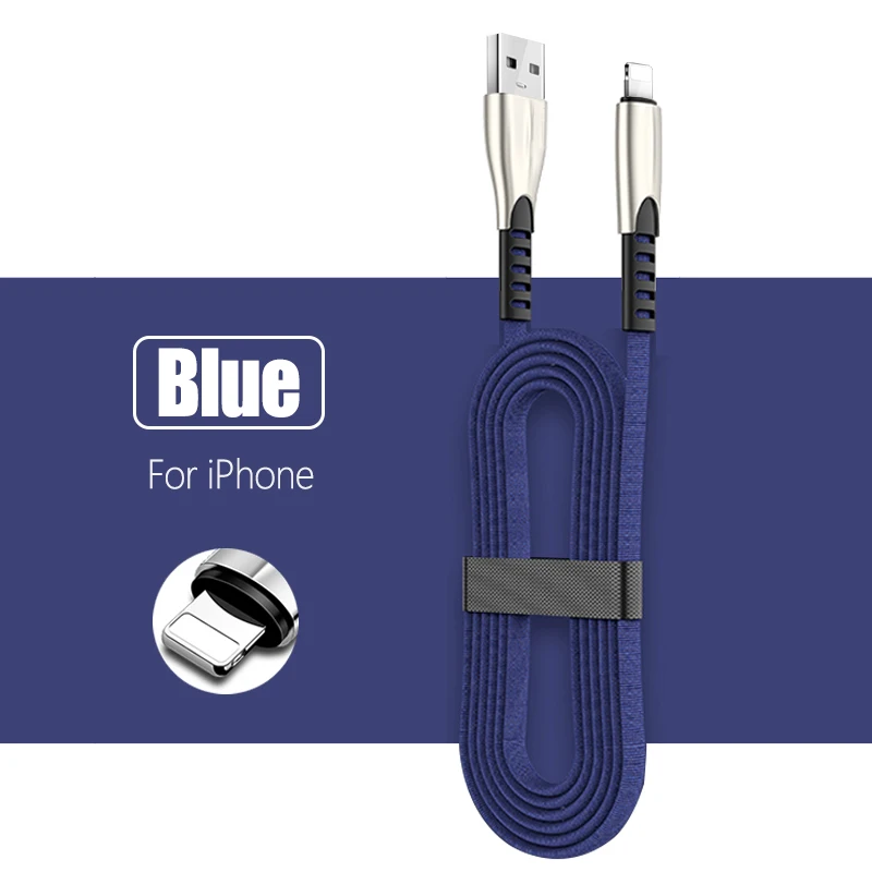 Кабель для быстрой зарядки type-C для huawei Xiaomi samsung iPhone EU Plug мобильный провод для зарядного устройства кабели для быстрой зарядки Android usb - Цвет: For iPhone Blue