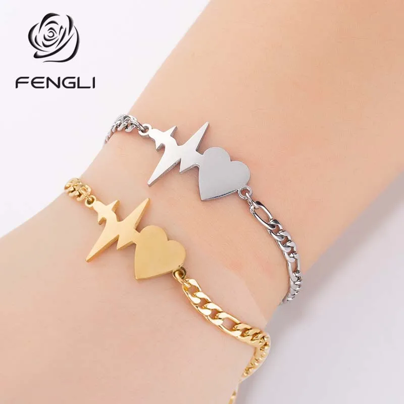 Женский браслет с сердечком FENGLI браслеты для электрокардиограммы подарки на