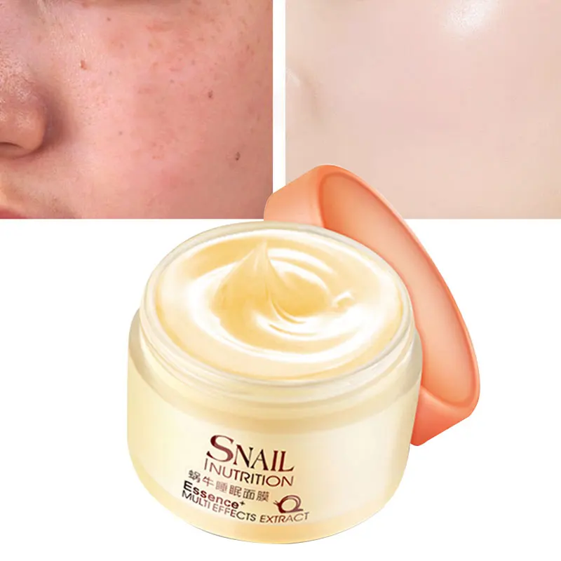 

Sleeping Mask Moisturizing Nourish Whitening Anti-Aging Lighten Pores Lifting Firming Snail Rose Extract Face Skin Care 75g