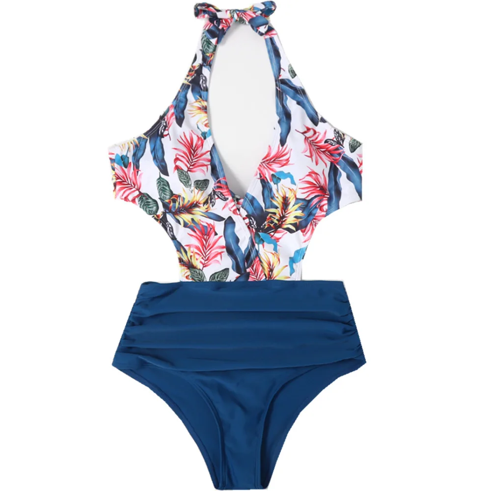 

2021 ladies swimsuit sexy triangle one-piece swimsuit women multicolor stitching ladies bikini swimsuit