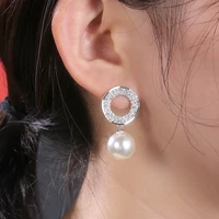 delicate geometric round pearl earrings simple fresh women39s earrings jewelry