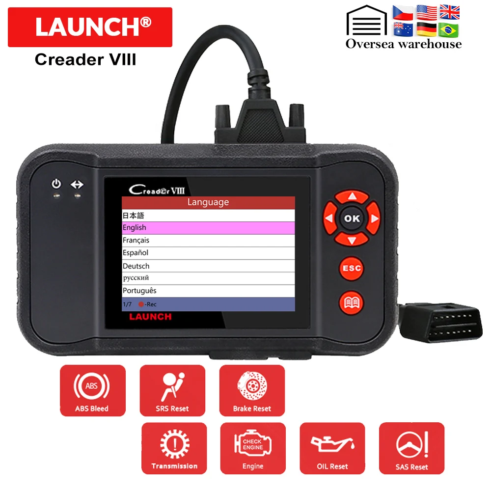 Диагностический инструмент LAUNCH X431 Creader VIII OBD2 считыватель кодов OBDII OBD EPB Oil SAS reset PK