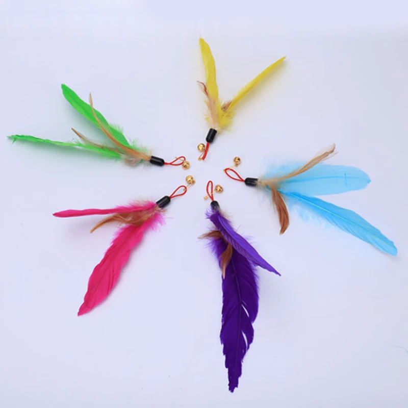 

Feather Cat Toy Teaser Replacement Extendable Cat Wand Exercise Cat Stick Colorful Funny Interactive Toy Wire Chaser Wand Toy