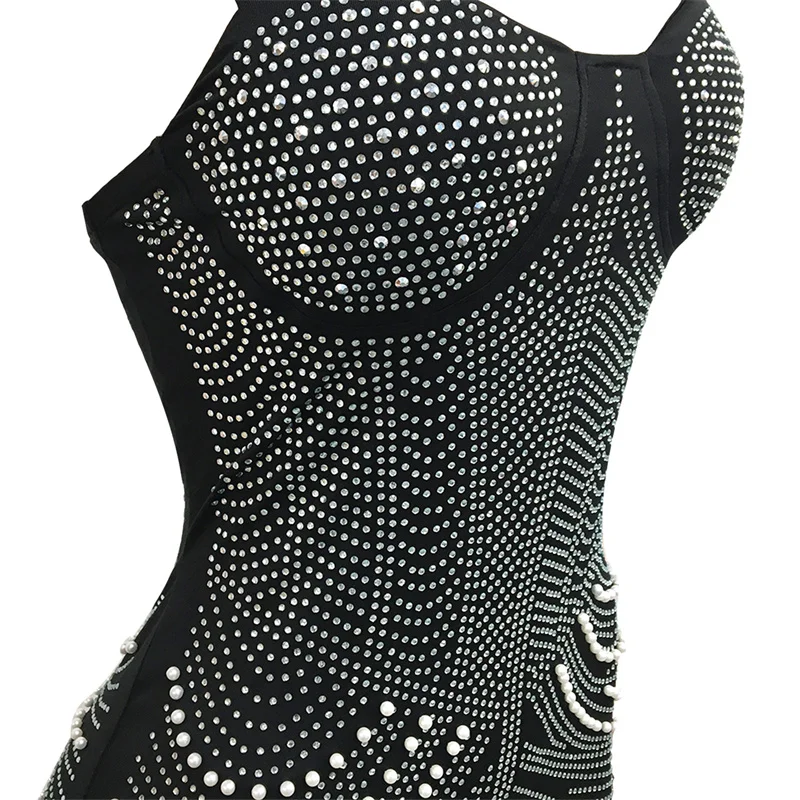 

Ladies Summer Sexy Rhinestones Sleeveless Backless Mini Dresses Low-Cut Casual Dresses For Women 2021