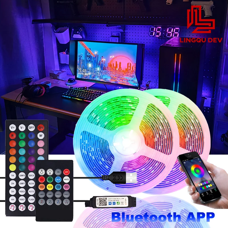 

Светильник ная лента для подсветки комнаты телевизора светильник RGB лента с Bluetooth APP управление музыкой цветная светодиодная лента 10 м 15 м 20 ...