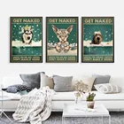 Металлическая черная кошка Ретро плакат получить голыми забавные собаки волк душ Картина на холсте Цитата Современная Настенная картина ванная арт-деко