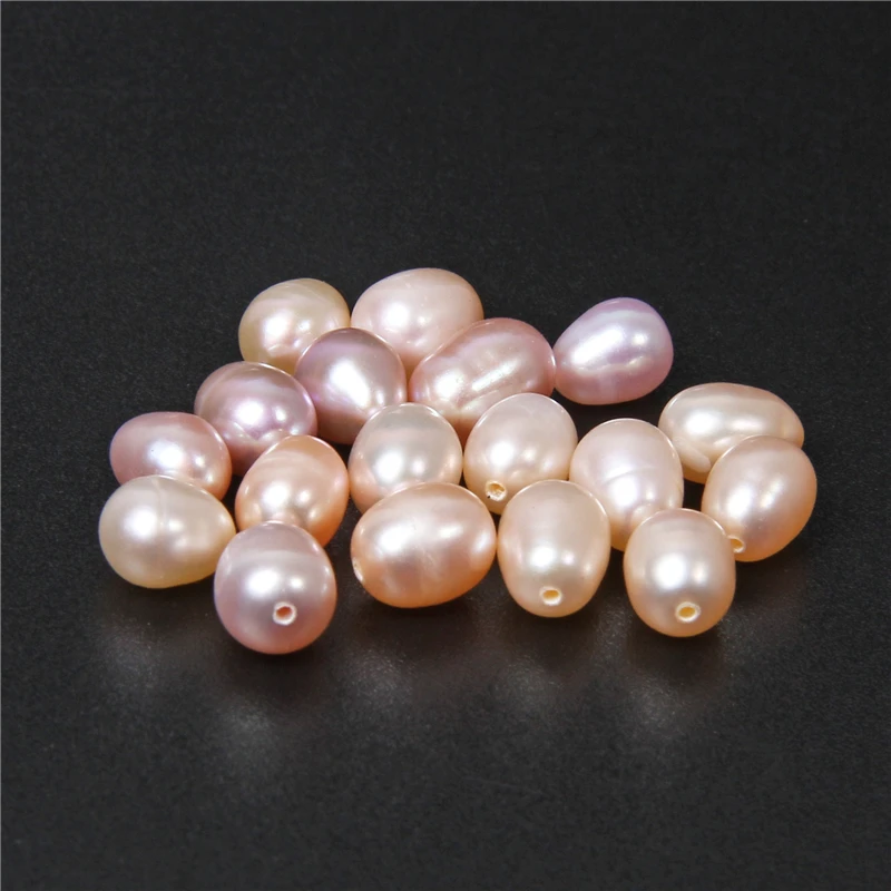 

6-7mm Half Hole Drilled Pearls Natural Freshwater Rose Pink Pearl Loose Beads Oval For DIY Jewelry Making Earrings Craft 10PCS