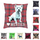 Современные наволочки для диванных подушек в форме сердца в стиле Скотти, украшение для гостиной, клетчатые шотландские подушки терьера для дивана